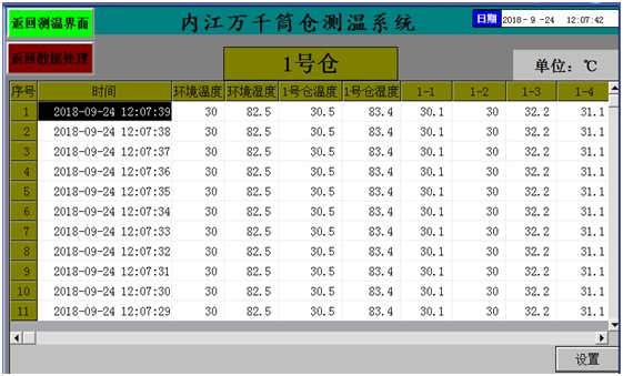 測溫系統(tǒng)報表查詢主界面
